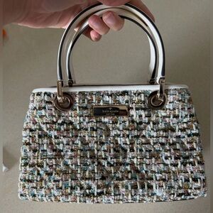 Kate Spade brand new Tweed Top-Handle Bag in White and Multicolor
